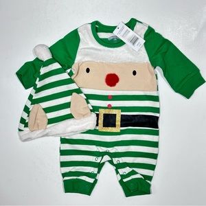 Holiday Time Infants Elf Romper & Hat Size White Striped Outfit - Pls Bundle!!